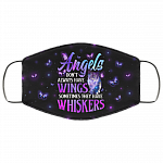 Angels Don't Aways Have Wings Sometimes They Have Whiskers Washable Reusable Printed Cloth Face Mask Cover, Black, Cloth Face Cover