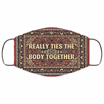 Really Ties the Body Together - Lebowski Sweater Pattern Washable Reusable Custom - Printed Cloth Face Mask Cover, White, Cloth Face Cover