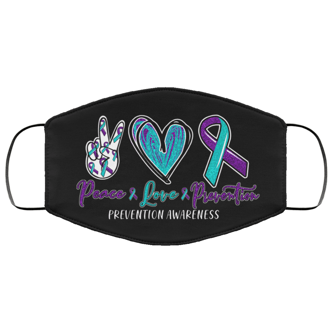 Peace Love Prevention Suicide Prevention Awareness Washable Reusable Custom - Printed Cloth Face Mask Cover, Black, Cloth Face Cover Peace Love Prevention Suicide Prevention Awareness Washable Reusable Custom - Printed Cloth Face Mask Cover, Black, Cloth Face Cover