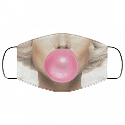 Marilyn Monroe Blowing Pink Bubble Gum Washable Reusable Custom - Marilyn Monroe Lips Cloth Face Mask Cover, White, Cloth Face Cover