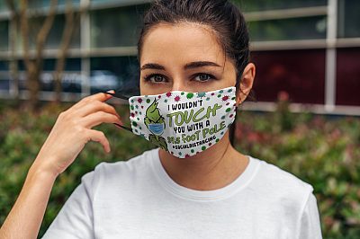 Alternative view of I Wouldn't Touch You With A 36.5 Foot Pole Washable Reusable Custom - Printed Cloth Face Mask Cover