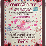 To My Granddaughter Inside This Blanket Is a Piece of My Heart from Nana Fleece Blanket - Premium Mink Sherpa Blanket, White, Cozy Plush Fleece Blanket - 50x60