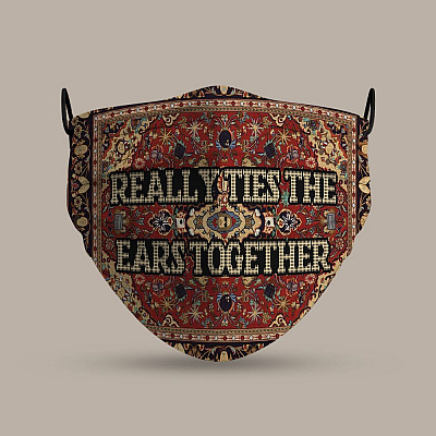 Alternative view of Big Lebowski Really Ties the Ears Together Washable Reusable Custom - Printed Cloth Face Mask Cover