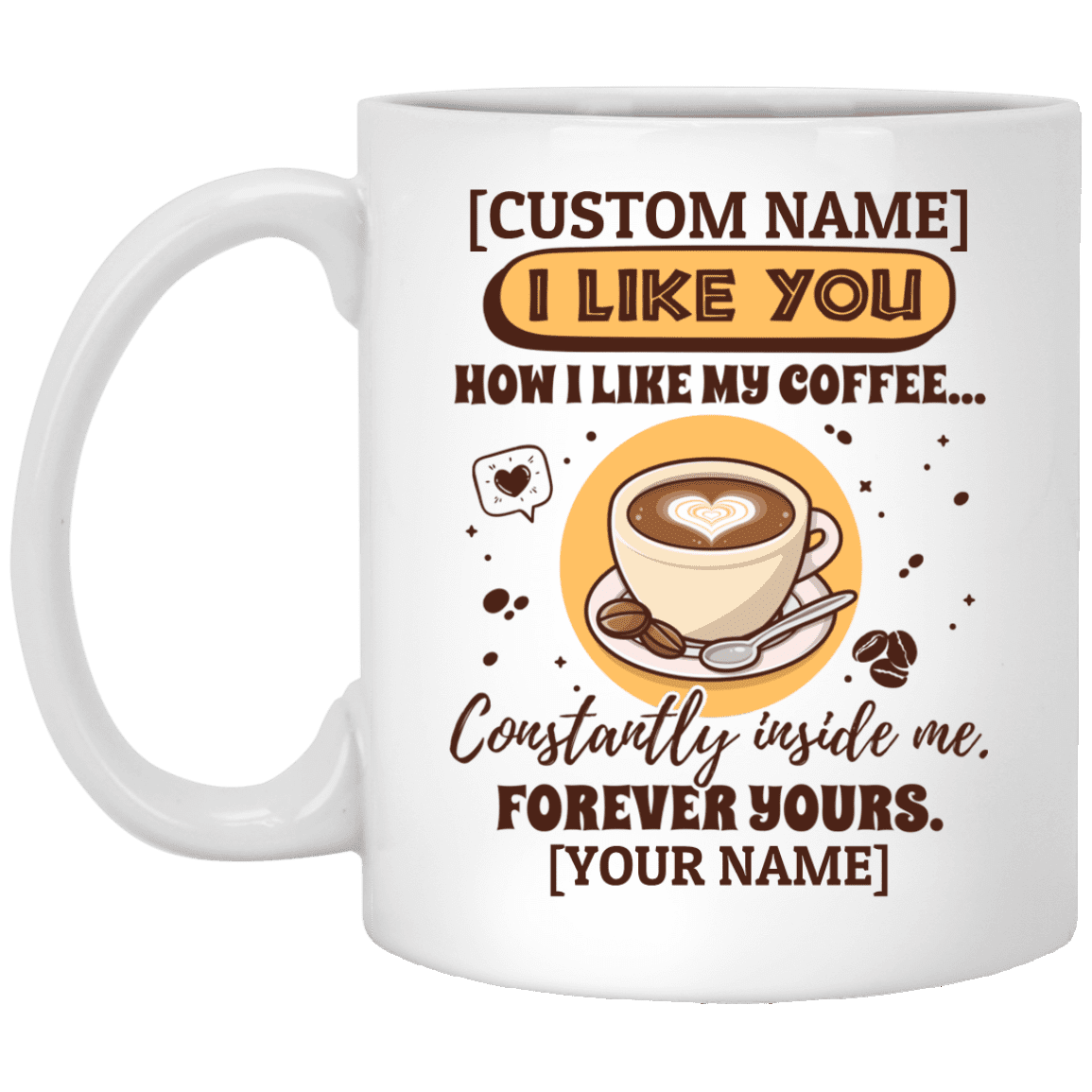 Personalized I Like You How I Like My Coffee Constantly Inside Me Coffee Mug - Beer Stein - Water Bottle, White, 11 oz. White Mug Personalized I Like You How I Like My Coffee Constantly Inside Me Coffee Mug - Beer Stein - Water Bottle, White, 11 oz. White Mug