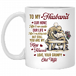 To My Husband Our Home Ain’t No Castle Love Your Grumpy Old Wife Ceramic Coffee Mug - Travel Bottle, White, 11 oz. White Mug