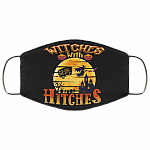 Witches With Hitches Halloween Camping Washable Reusable Custom Printed Cloth Face Mask Cover - Camper Gift, Black, Cloth Face Cover