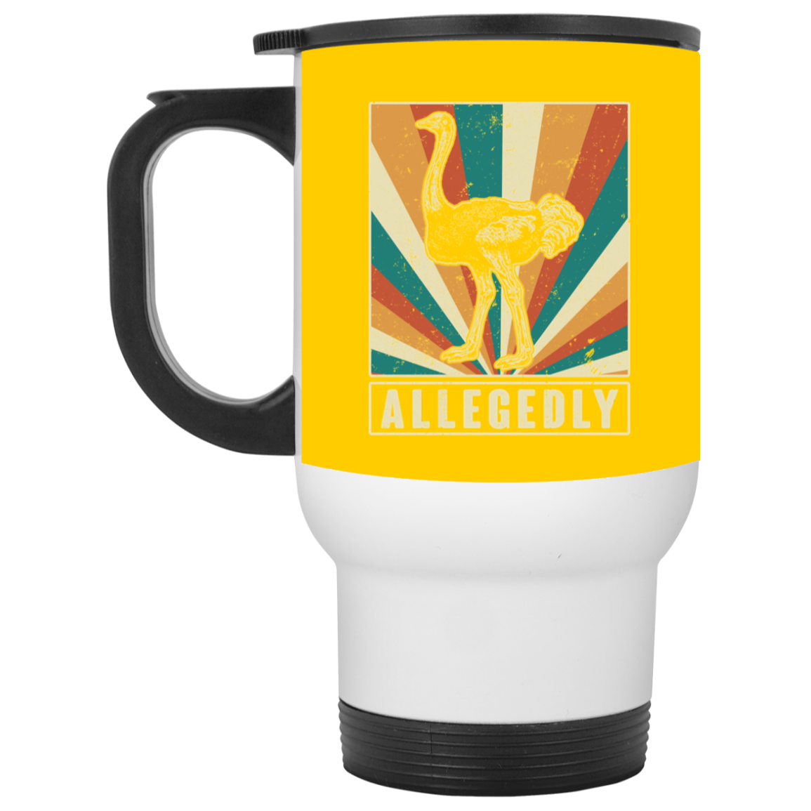 Allegedly  Mug, Athletic Gold, 14 oz. White Travel Mug Allegedly Mug, Athletic Gold, 14 oz. White Travel Mug