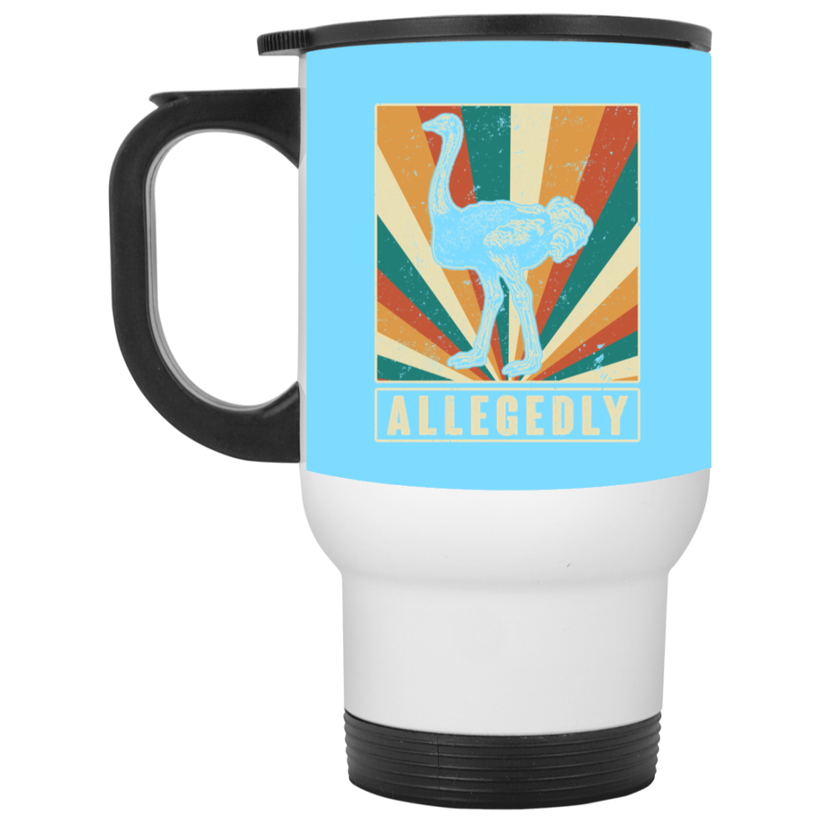Allegedly  Mug, Columbia Blue, 14 oz. White Travel Mug Allegedly Mug, Columbia Blue, 14 oz. White Travel Mug