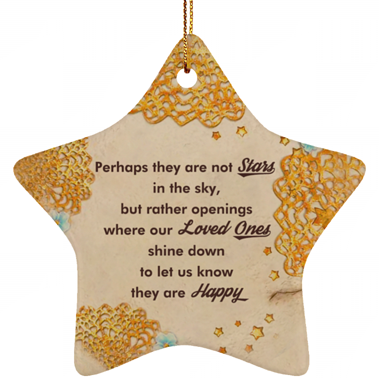 Stars In The Sky Memorial Christmas Ornament Keepsake - Holiday Flat Star Porcelain Ornament, White, Star Ornament