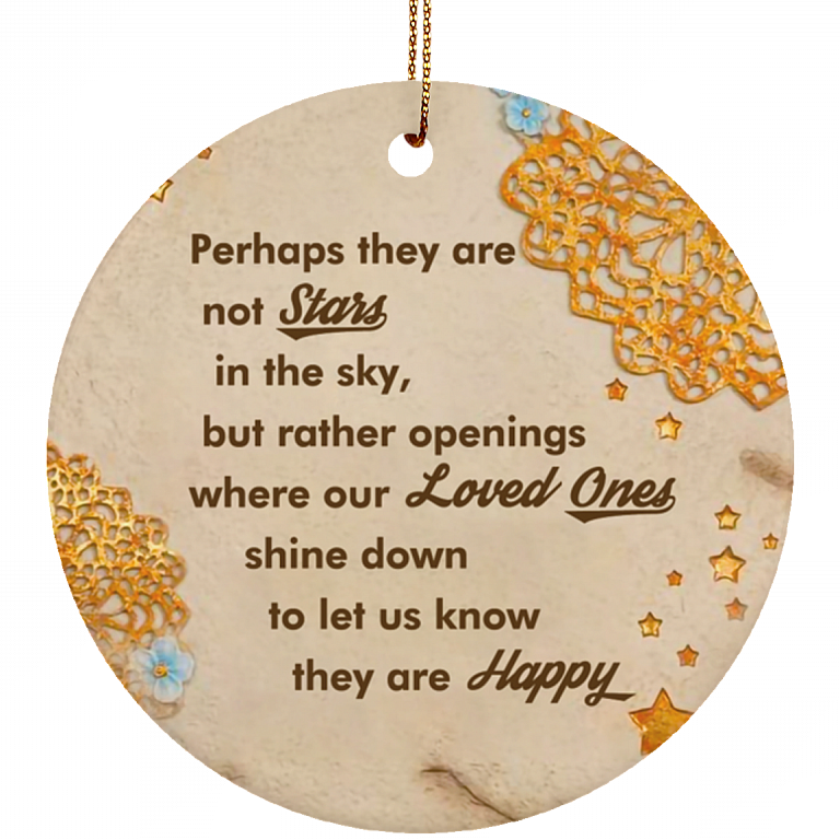 Stars In The Sky Memorial Christmas Ornament Keepsake - Holiday Flat Circle Porcelain Ceramic Ornament, White, Circle Ornament