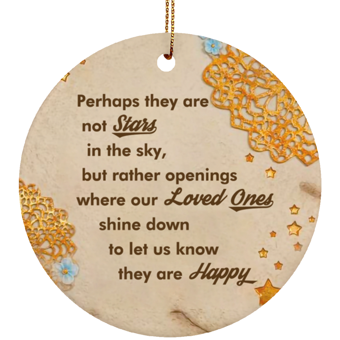 Stars In The Sky Memorial Christmas Ornament Keepsake - Holiday Flat Circle Porcelain Ceramic Ornament, White, Circle Ornament Stars In The Sky Memorial Christmas Ornament Keepsake - Holiday Flat Circle Porcelain Ceramic Ornament, White, Circle Ornament