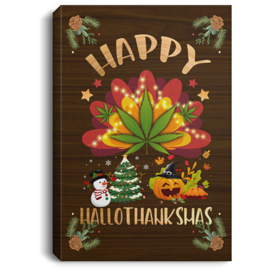 Happy Hallothanksmas Weed Framed Canvas Unframed Poster - Cannabis Halloween Thanksgiving Christmas Wall Art, White, 0.75'' Framed Canvas Happy Hallothanksmas Weed Framed Canvas Unframed Poster - Cannabis Halloween Thanksgiving Christmas Wall Art, White, 0.75'' Framed Canvas