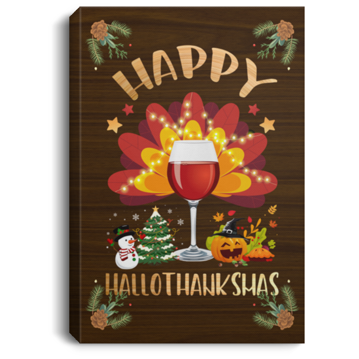Happy Hallothanksmas Wine Framed Canvas Unframed Poster - Funny Halloween Thanksgiving Christmas Wall Art, White, 0.75'' Framed Canvas Happy Hallothanksmas Wine Framed Canvas Unframed Poster - Funny Halloween Thanksgiving Christmas Wall Art, White, 0.75'' Framed Canvas