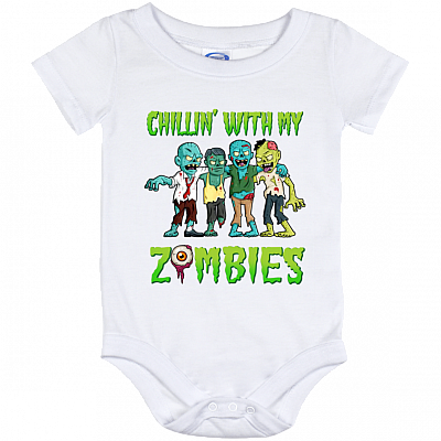 Chillin With My Zombies Baby Onesie - Funny Halloween Toddler Baby Infant Bodysuit Newborn Clothing, White, Baby Onesie - 12 Month