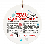 Personalized 2020 A Year To Remember Funny Quarantine Christmas Pandemic Circle Ornament Keepsake, White, Circle Ornament