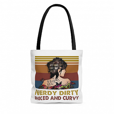 Nerdy Dirty Inked And Curvy All Over Print Tote Bag - Shoulder Bag - Gift For Book Lovers