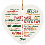 Personalized Family 2020 Year of Lockdown Funny Christmas Quarantine Ornament Keepsake - Heart Ornament, White, Heart Ornament