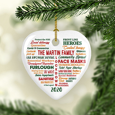 Alternative view of Personalized Family 2020 Year of Lockdown Funny Christmas Quarantine Ornament Keepsake - Heart Ornament