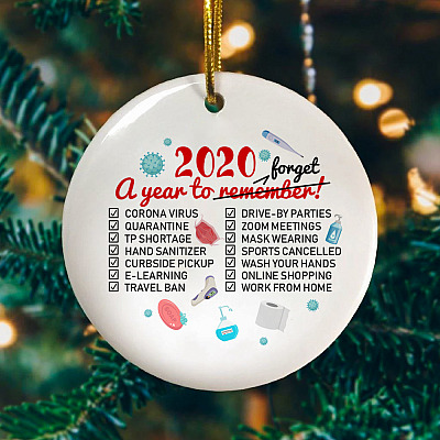 Alternative view of Christmas 2020 A Year To Remember Funny Quarantine Christmas Ornament - Pandemic Circle Ornament Keepsake