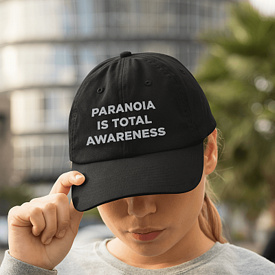 Alternative view of Paranoia Is Total Awareness Twill Cap - High-Profile Snapback Hat - Trucker Hat