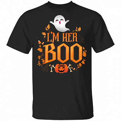 Men I'm His Witch - I'm Her Boo Funny Halloween T-Shirt - Cute Couple Halloween Shirts, Black, Unisex T-Shirt