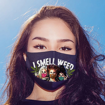Alternative view of Hocus Pocus I Smell Weed Funny Washable Reusable Custom - Printed Cloth Face Mask Cover