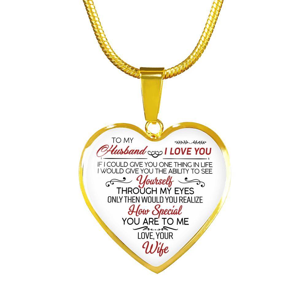 To My Wife If I Could Give You One Thing in Life from Husband Heart Pendant Necklace - Anniversary Gift - Heart Luxury Necklace (Gold Plated) To My Wife If I Could Give You One Thing in Life from Husband Heart Pendant Necklace - Anniversary Gift - Heart Luxury Necklace (Gold Plated)