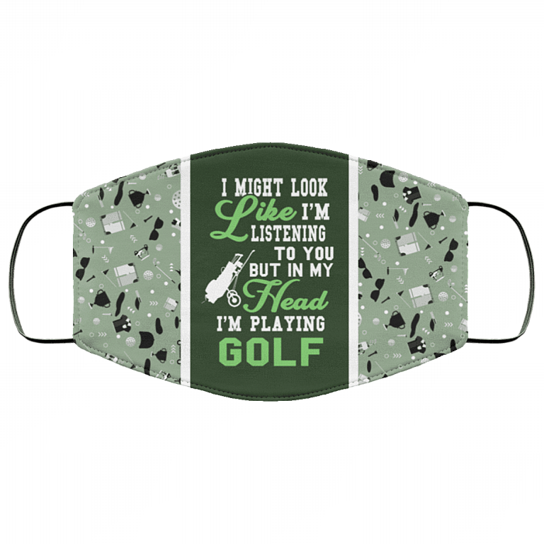 I Might Look Like I'm Listening To You Washable Reusable Custom - Printed Cloth Face Mask Cover, White, Cloth Face Cover – Medium/Large