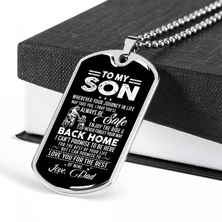 To My Son Dog Tag from Dad, To My Son Wherever Your Journey Necklace