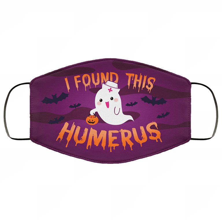 Halloween Boo Ghost I Found This Humerus Washable Reusable Custom - Printed Cloth Face Mask Cover, White, Cloth Face Cover – Medium/Large