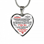 Dad To My Daughter Sometimes Its Hard To Find Words To Tell You How Much You Mean To Me Heart Pendant Necklace - Heart Luxury Necklace (Silver)
