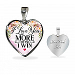 I Love You More The End I Win Heart Pendant Necklace - Heart Luxury Necklace (Silver)