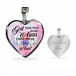 Angel Wing God Has You In His Arms I Have You in My Heart Heart Pendant Necklace - Heart Luxury Necklace (Silver)