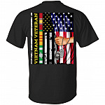 Vietnam Veteran American Flag Plain Front - Print On Back Only T-Shirt - Vintage Veteran Gift for Dad Grandpa, Black, Unisex T-Shirt