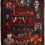 This Is My Horror Movie Watching Blanket Halloween Squad Fleece Blanket - Mink Blanket - Woven Blanket, White, Cozy Plush Fleece Blanket - 50x60