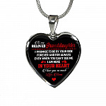 To My Beloved Granddaughter I Promise To Be By Your Side Forever And For Always I Love You Heart Pendant Necklace - Heart Luxury Necklace (Silver)