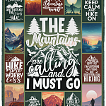 The Mountains Are Calling And I Must Go Hiking Fleece Blanket - Premium Sherpa Blanket - Woven Blanket, White, Cozy Plush Fleece Blanket - 30x40