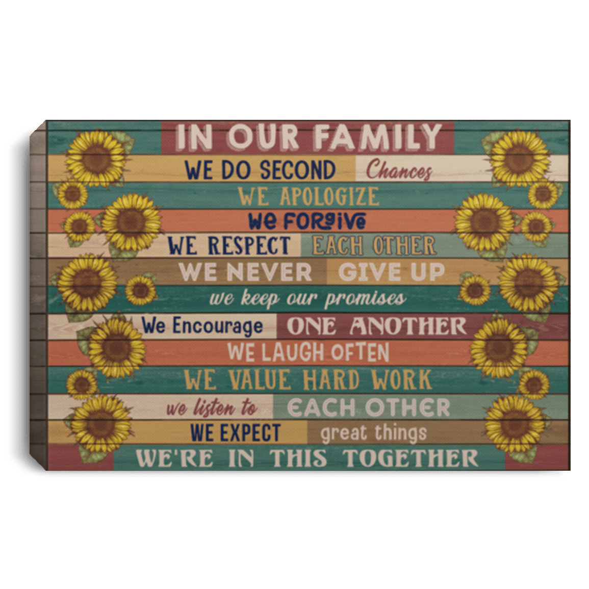 In Our Family Sunflower Gallery Wrapped Framed Canvas Print - Unframed Poster - Family Decor Wall Art, White, 0.75'' Framed Canvas In Our Family Sunflower Gallery Wrapped Framed Canvas Print - Unframed Poster - Family Decor Wall Art, White, 0.75'' Framed Canvas