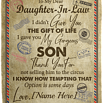 Personalized To My Dear Daughter In Law I Didn't Give You The Gift Of Life Letter Fleece Blanket – Mink Sherpa Blanket, White, Cozy Plush Fleece Blanket - 50x60