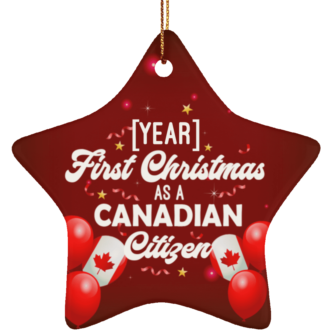 Personalized First Christmas As A Canadian Citizen Holiday Flat Star Porcelain Ceramic Ornament Keepsake, White, Ceramic Star Ornament Personalized First Christmas As A Canadian Citizen Holiday Flat Star Porcelain Ceramic Ornament Keepsake, White, Ceramic Star Ornament