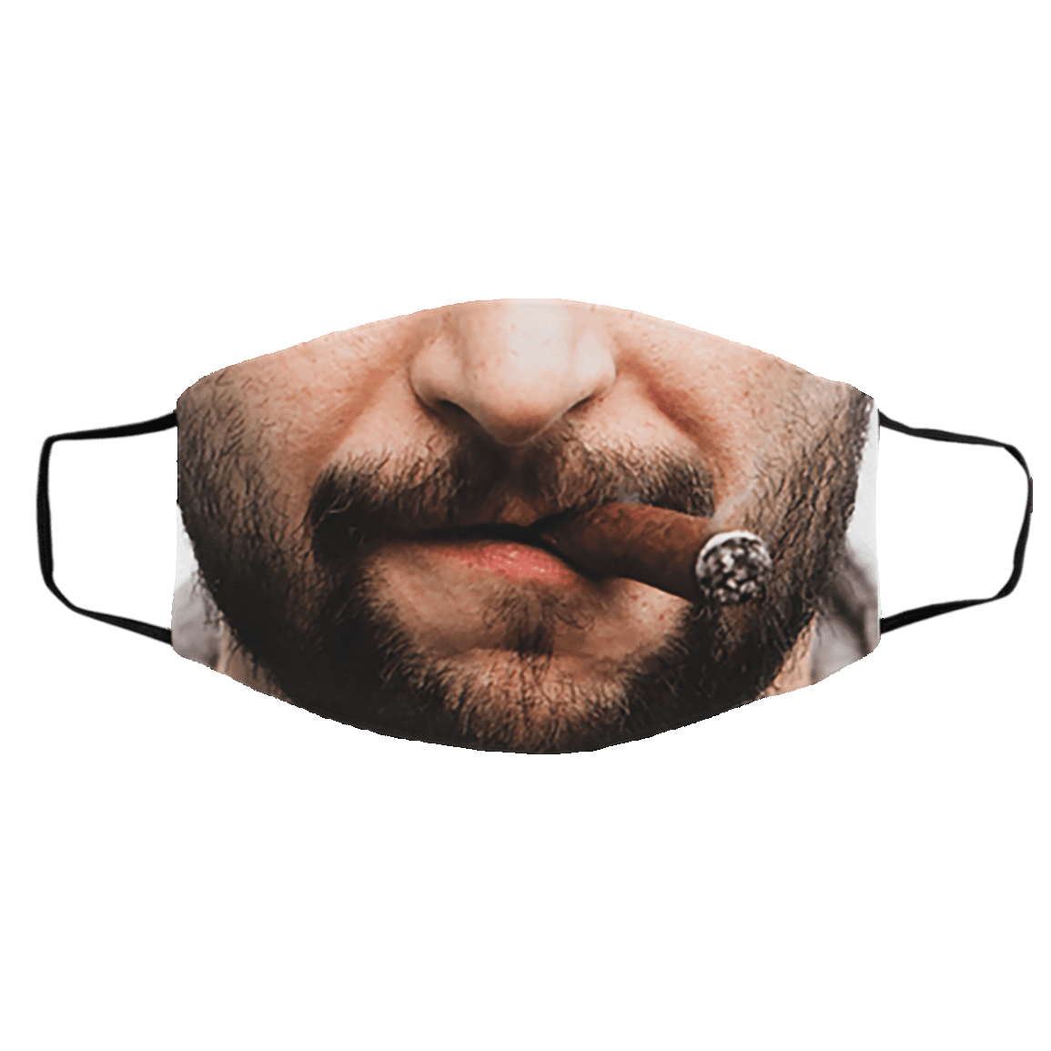 Cigar Washable Reusable Custom - Printed Cloth Face Mask Cover - Funny Cigar Face Mask, White, Cloth Face Cover – Medium/Large