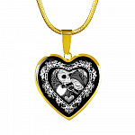 Jack And Sally Heart Pendant Necklace - Skellington Gifts For Couple - Heart Luxury Necklace (Gold Plated)