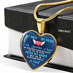 My Dad My Hero My Guardian Angel He Watches Over My Back Heart Pendant Necklace - Heart Luxury Necklace (Gold Plated)