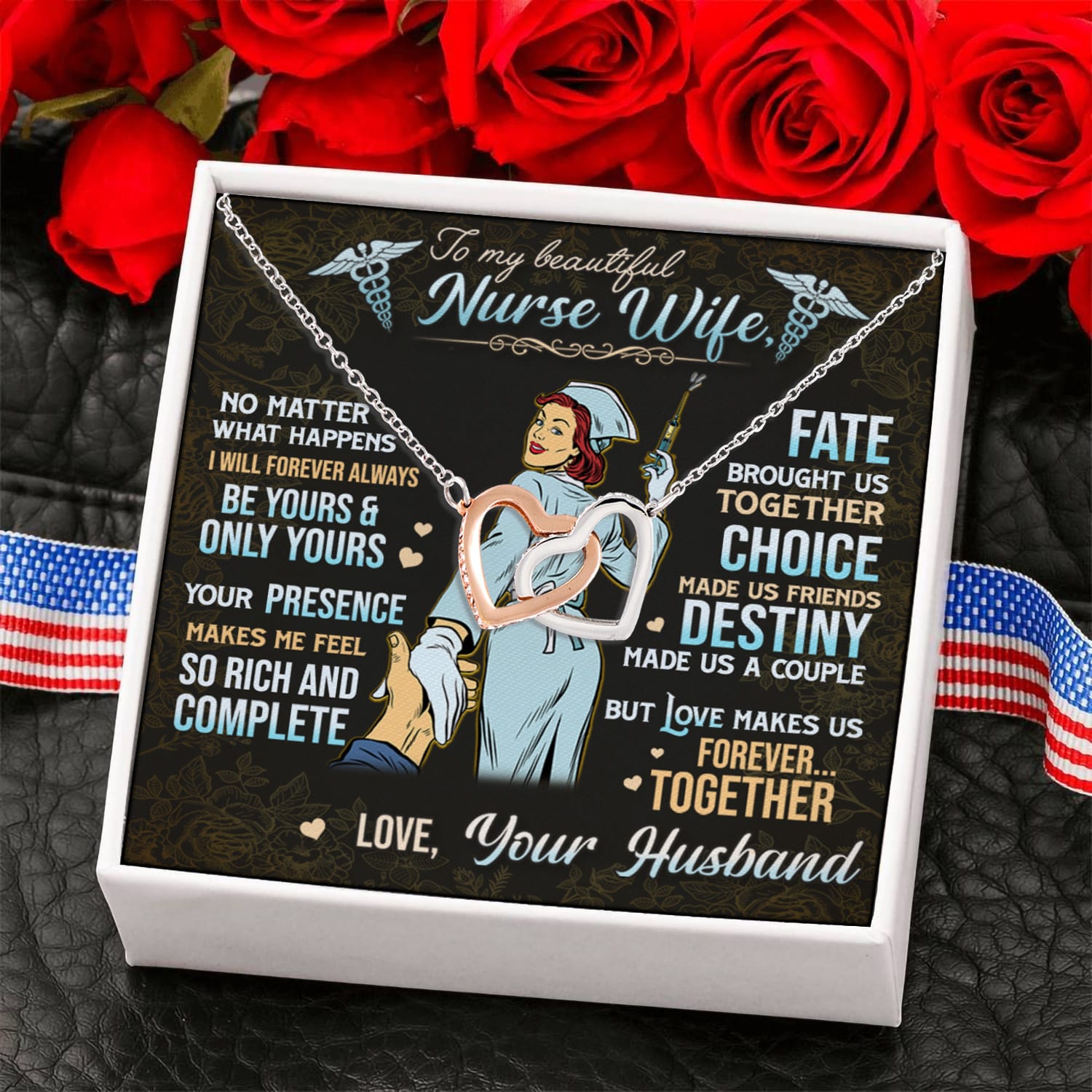 1P. To my nurse wife_Message Card_1 Interlocking Hearts Necklace 6