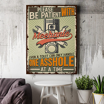 Alternative view of Mechanic Please Be Patient with Mechanic Vintage Framed Canvas Prints - Unframed Poster - Room Decor Wall Art