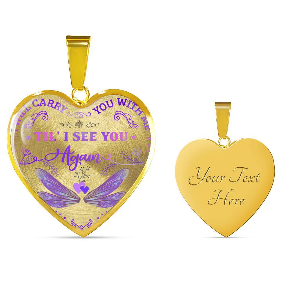Dragonfly I Will Carry You with Me Til' I See You Again Heart Pendant Necklace - Heart Luxury Necklace (Gold Plated) Dragonfly I Will Carry You with Me Til' I See You Again Heart Pendant Necklace - Heart Luxury Necklace (Gold Plated)