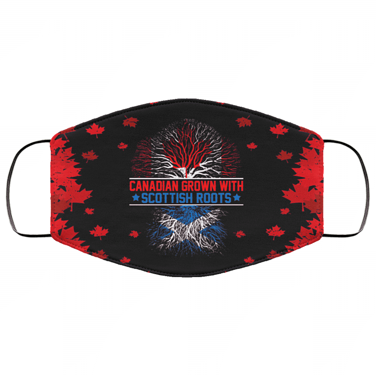 Canadian Grown with Scottish Roots Washable Reusable Custom - Cloth Face Mask Cover, Black, Cloth Face Cover – Medium/Large