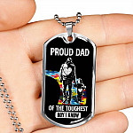 Proud Dad of the Toughest Boy I Know Autism Awareness Dog Tag Pendant Necklace - Dog Tag (Silver)
