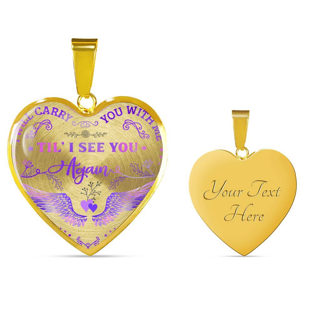 Wings I Will Carry You with Me Til' I See You Again Heart Pendant Necklace - Heart Luxury Necklace (Gold Plated) Wings I Will Carry You with Me Til' I See You Again Heart Pendant Necklace - Heart Luxury Necklace (Gold Plated)