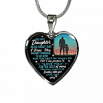 Dad To My Daughter Never Forget That I Love You Heart Pendant Necklace - Heart Luxury Necklace (Silver)